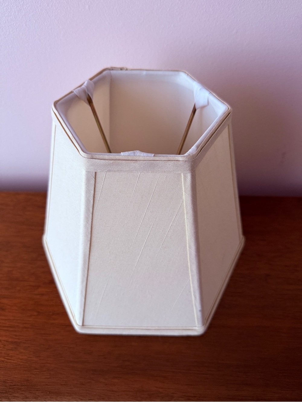 Elegant cream Hexagon Empire Silk Lampshade - 5.5" × 10" × 8" - Flawless